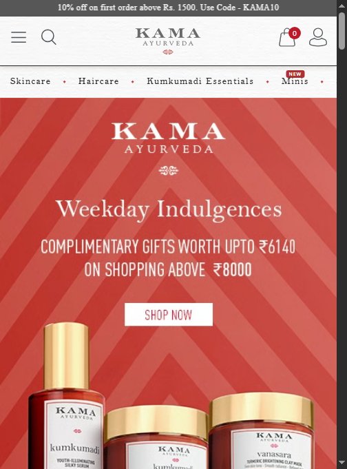 Kama Ayurveda — Sticky Promo Bar